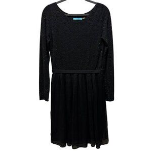 Alice + Olivia Womens studded Black Long Sleeve Mini Dress With Silk Skirt M
